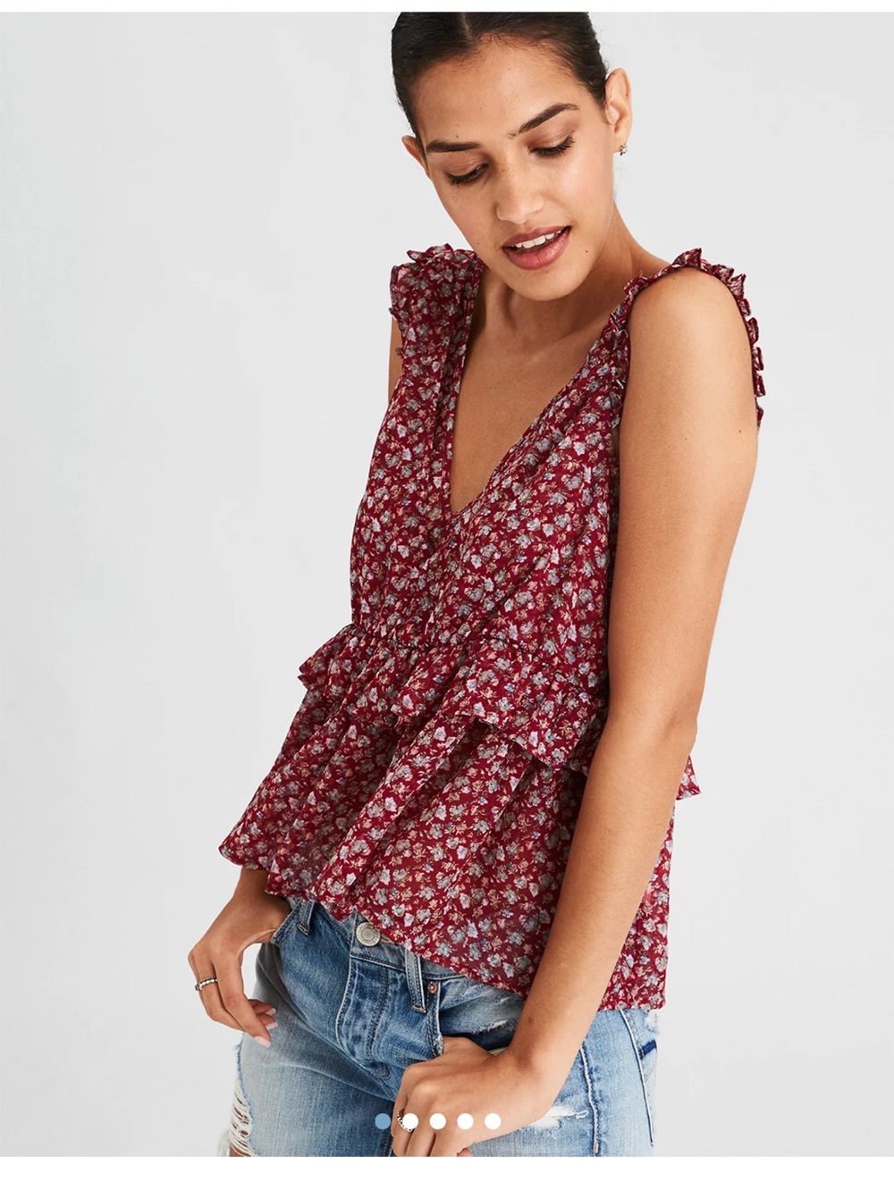 American Eagle Floral Peplum Top Size XS